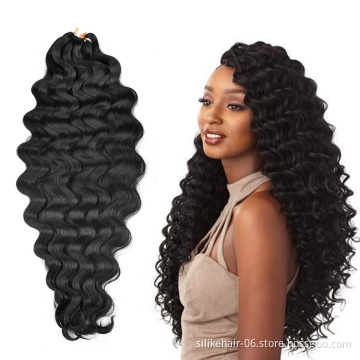 Hot Selling Soft Black Pre-feathered Hybrid Water Wave Braids 3x Body Ocean Wave For Bulk Braiding Synthetic Hair Extensions